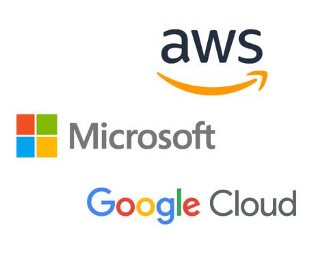아마존웹서비스(AWS), 마이크로소프트(MS), 구글 클라우드 로고. [사진=각 사]