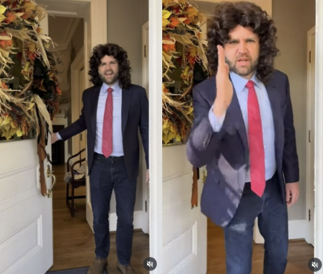 J D 밴스 부통령이 핼러윈을 맞아 자신의 소셜미디어(SNS) 계정에 올린 영상의 한 장면. [틱톡 캡처]