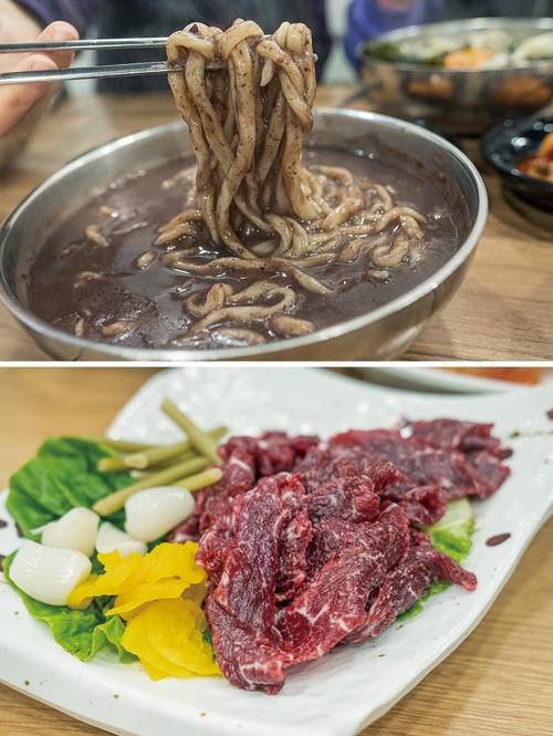 붕순이팥죽칼국수와 화성식육식당 생고기