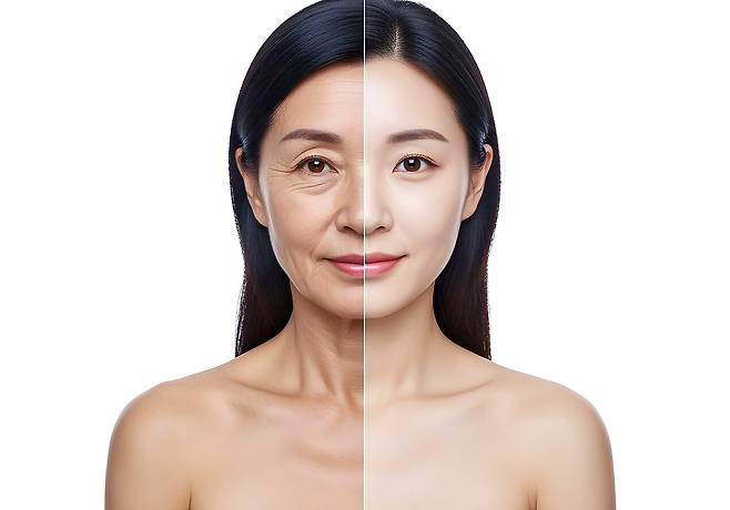 사진설명=나이 들수록 피부 탄력이 떨어지고 씹을 때 사용하는 근육인 저작근이 발달해 얼굴 면적이 자연스럽게 넓어질 수 있다./사진=클립아트코리아