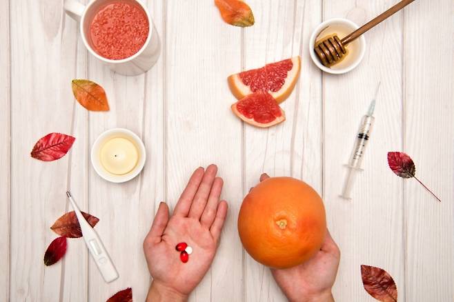 일본 나라 지역 출신 영양사 미치코 토미오카는 면역력 강화와 장수의 비결로 사과, 감귤류, 베리류, 감, 무화과 등 매일 챙겨 먹는 ‘필수 과일 5가지’를 강조했다. 아이클릭아트