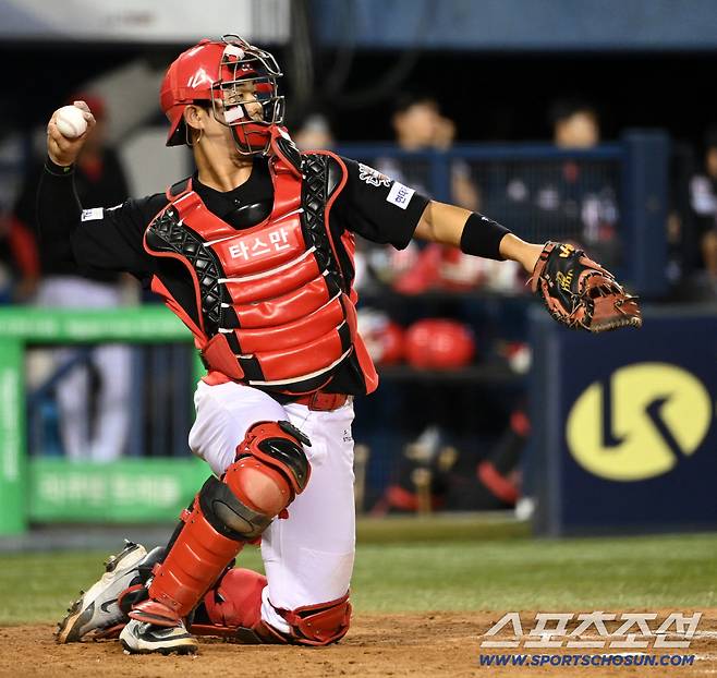 14일 잠실야구장에서 열린 KIA와 LG의 경기, KIA 포수 주효상이 수비에 나서고 있다. 잠실=허상욱 기자wook@sportschosun.com/2025.09.14/