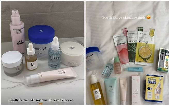 레빗 대변인과 마틴 보좌관이 올리브영에서 구매한 K뷰티 제품들 [인스타그램 캡처]