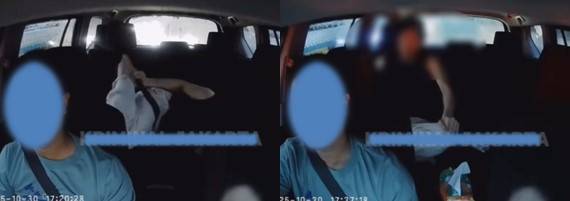 자카르타 택시에서 난동부리는 남성 [인스타그램 캡처]