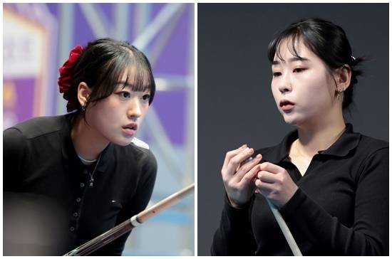 이번 대회를 1차예선(PPQ)부터 시작한 장가연(왼쪽)과 송민지가 32강전에서 각각 오지연과 이신영를 물리치고 16강에 진출했다. (사진=PBA)