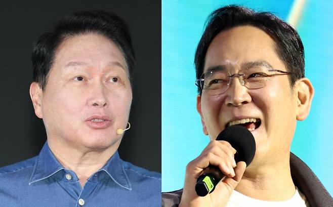 최태원 SK그룹 회장(왼쪽)·이재용 삼성전자 회장(오른쪽). /사진=뉴시스