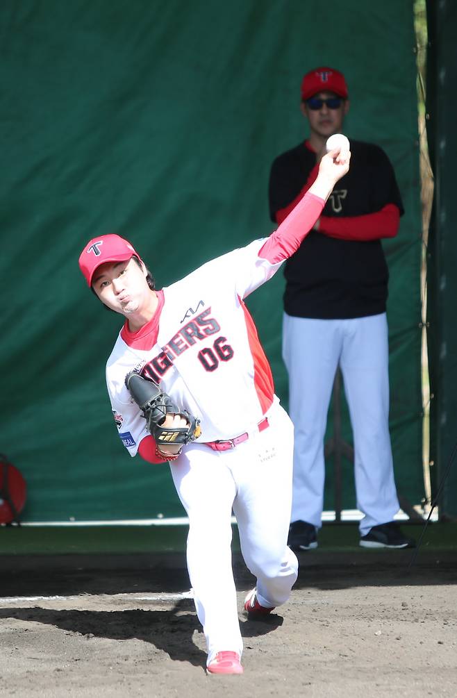 6일 불펜 피칭을 진행한 KIA 타이거즈 장민기. 사진제공=KIA 타이거즈