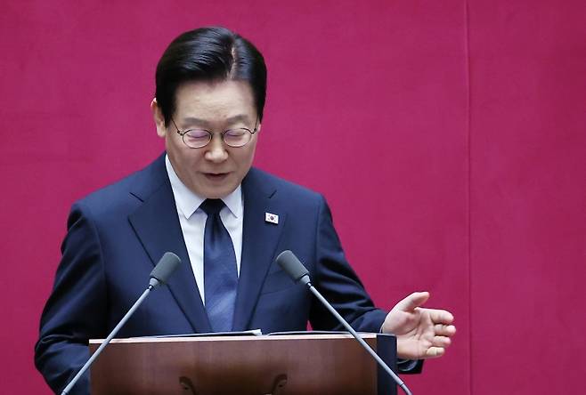 ▲ 지난 4일 국회 본회의장에서 발언하는 이재명 대통령 [연합뉴스]&nbsp;