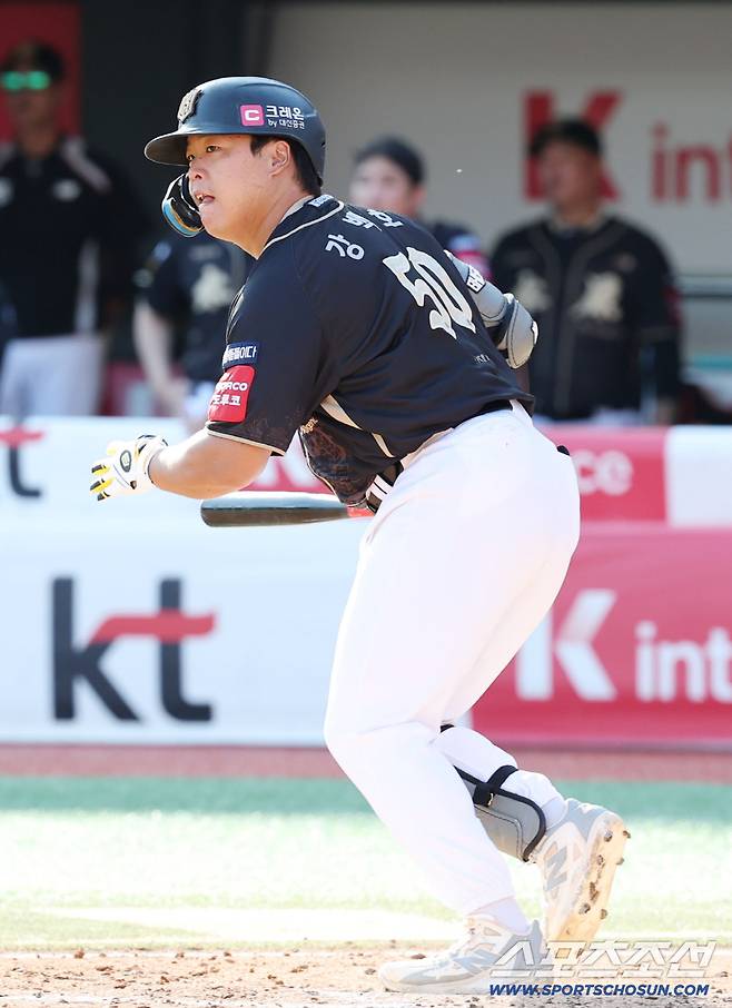 18일 수원 케이티위즈파크에서 열린 KT와 LG의 더블헤더 1차전 경기. 타격하고 있는 KT 강백호. 수원=송정헌 기자songs@sportschosun.com/2025.09.18/