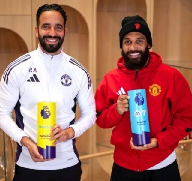 후벵 아모림 감독과 브라이언 음뵈모/EPL 사무국