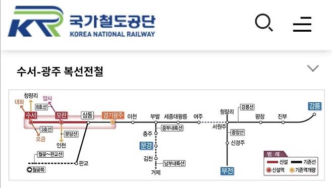 수서-광주 복선전철 계획 <국가철도공단 제공>