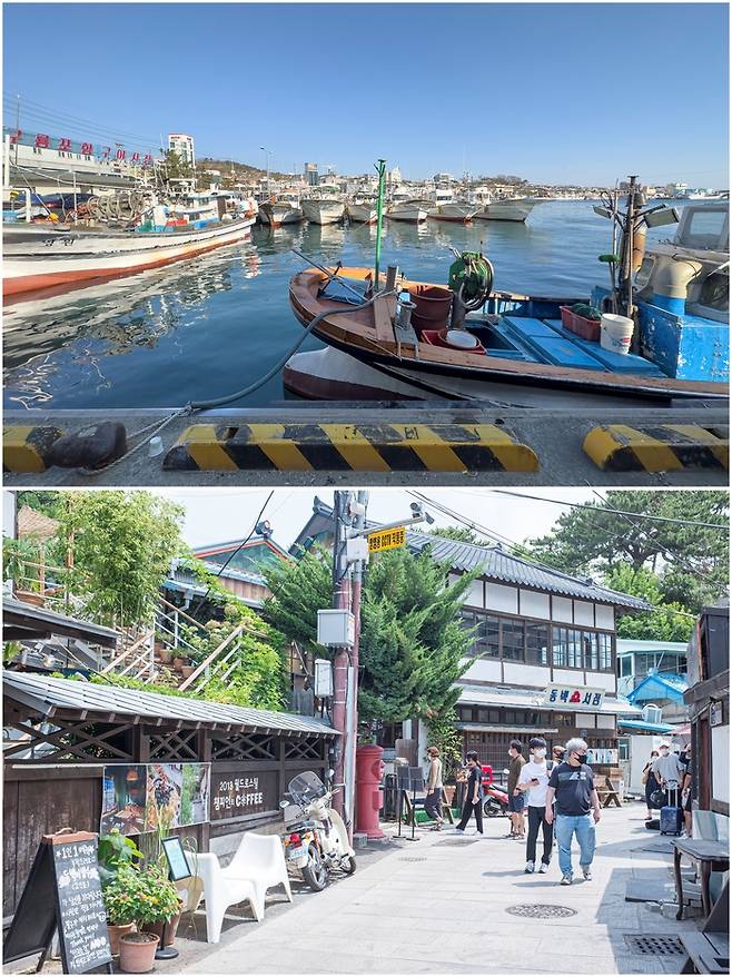 (위) 구룡포 항구 풍경 (아래)근대문화역사거리를 찾은 관광객들