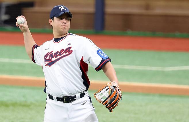 한화 노시환은 2년 만에 돌아온 대표팀에서 자신의 욕심을 내려놨다. 주포지션인 3루수를 떠나 어느 곳에서든 보탬이 되리라 다짐했다.｜뉴시스