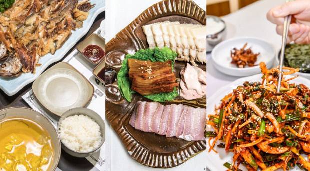 남도에서 맛볼 수 있는 다양한 음식들. 왼쪽부터 굴비정식, 홍어삼합, 섬진강 다슬기무침.