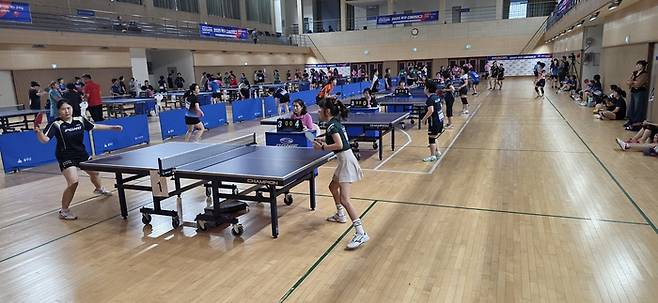 탁구 디비전 리그에 나선 선수들이 시합을 하고 있다. 대한탁구협회 제공