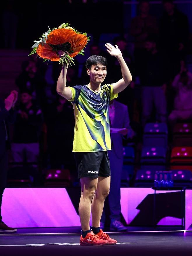 WTT 사무국이 마련한 은퇴식에 참석한 이상수 [WTT 인스타그램 캡처. 재판매 및 DB 금지]