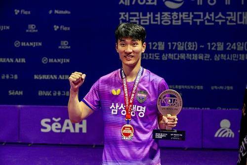 작년 탁구 종합선수권 남자단식 챔피언 이상수 [촬영 이동칠]