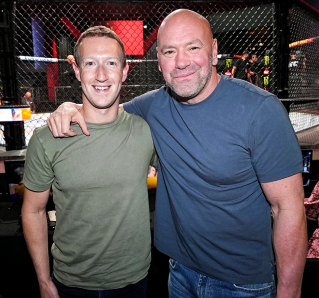 ‘페이스북’의 창업자로 유명한 마크 저커버그. 그러나 그는 단순한 컴퓨터 너드가 아니다. 진지한 MMA 수련자로서 그의 기량에 대해 ‘백사장’ 데이나 화이트도 인정했다. 사진=프론트 오피스 스포츠 SNS