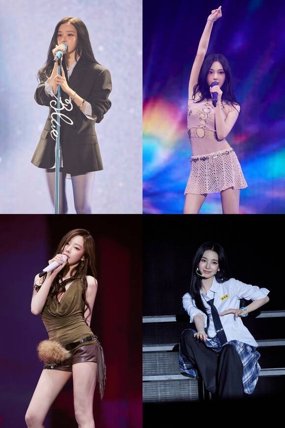 그룹 에스파의 윈터 닝닝 카리나 지젤(왼쪽 위부터 시계방향)이 콘서트에서 선보였던 솔로곡을 담은 스페셜 싱글 'SYNK : aeXIS LINE'이 17일 정오 발매된다./SM엔터테인먼트