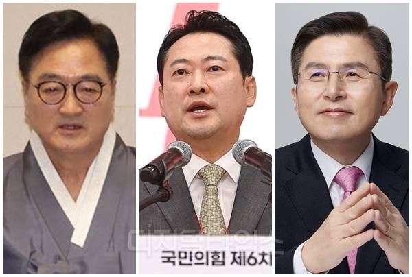 (맨 왼쪽부터) 우원식 국회의장, 장동혁 국민의힘 대표, 황교안 전 국무총리. [디지털타임스 DB, 연합뉴스]