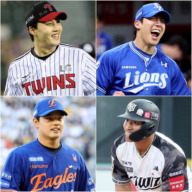 왼쪽 위부터 시계방향으로 LG 임찬규, 삼성 원태인, KT 안현민, 한화 문동주. IS 포토