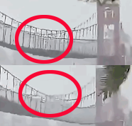 제26호 태풍 풍웡이 만든 비바람에 흔들리는 카말리간 현수교의 모습. 더선