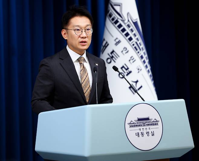 브리핑하는 대통령실 김남준 대변인. 연합뉴스