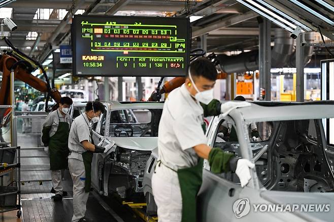중국 톈진의 자동차 공장 [EPA 연합뉴스 자료사진. 재판매 및 DB 금지]