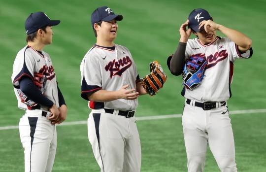 분위기 좋은 야구대표팀. 사진[연합뉴스]