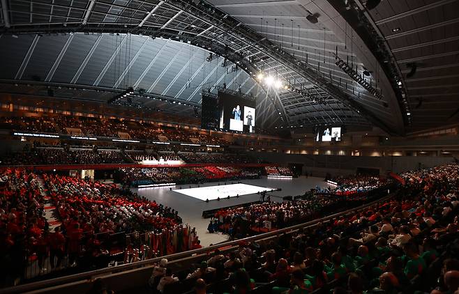 15일 일본 도쿄체육관에서 열린 2025 도쿄 데플림픽 개회식 전경.