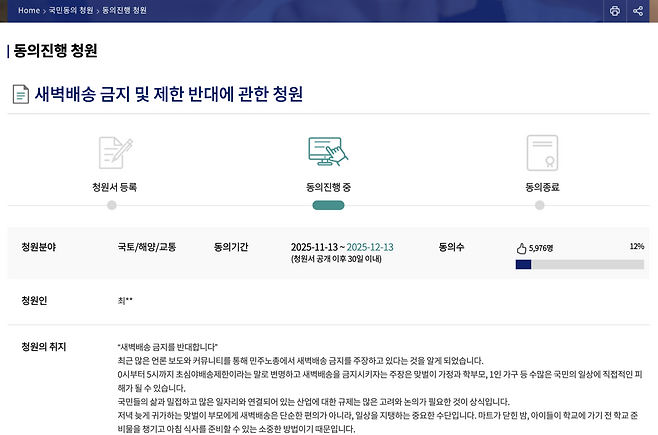 Screenshot of a petition posted on the National Assembly's public petition platform, which has received more than 5,000 signatures as of Sunday.