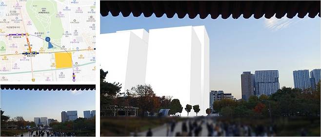 서울시 고시 내용을 토대로 제작한 외대문 앞에서 바라본 가상도. 연합뉴스