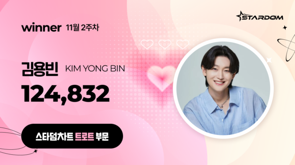 ▲ 김용빈이 11월 2주차 '스타덤 차트' 트로트 부문에서 1위를 차지한 투표 결과 이미지. 제공|스타덤