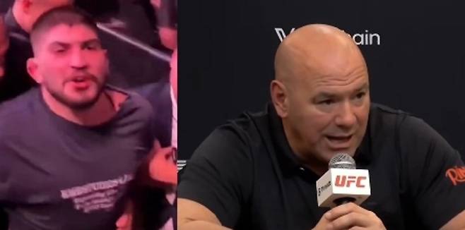 ▲ 딜런 데니스(왼쪽)와 데이나 화이트 UFC 대표.