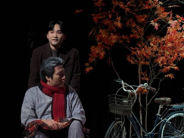 연극 '붉은 낙엽' 연습 장면. 동서대 연기과 제공