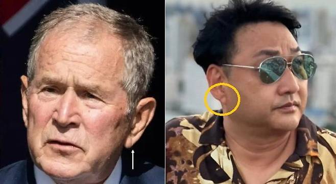 조지 W. 부시 전 미국 대통령(왼쪽), 김수용. 출처=데일리메일, SNS