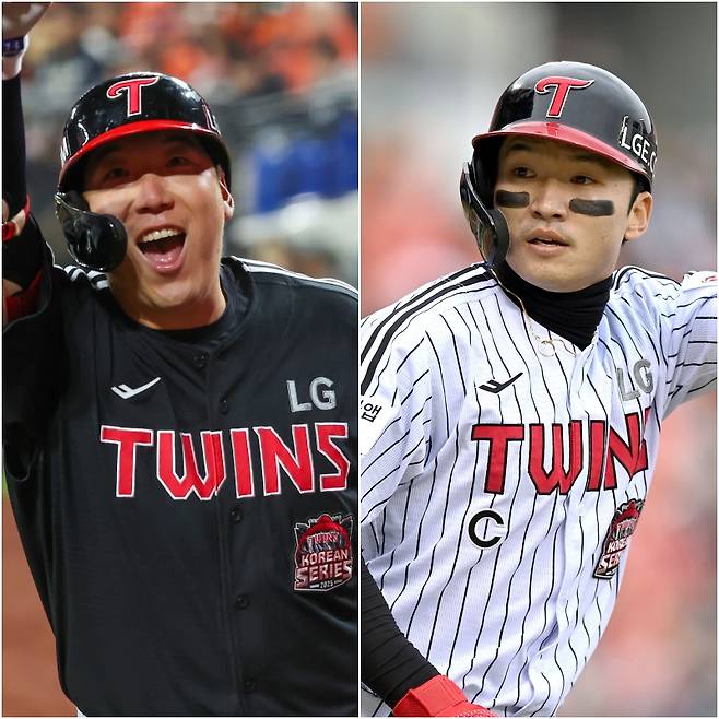 2025년 LG에서 뛴 김현수(왼쪽)와 박해민. 구단 제공