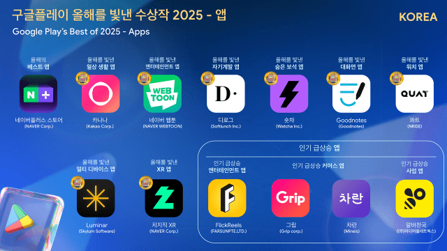 구글플레이, ‘올해를 빛낸 수상작’ 2025