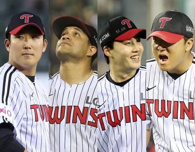 왼쪽부터 송승기-치리노스-임찬규-송승기. IS 포토