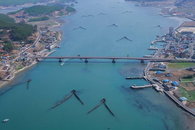 An aerial view of Jijok Strait in Namhae County in South Gyeongsang in an undated photo [NAMHAE COUNTY OFFICE]