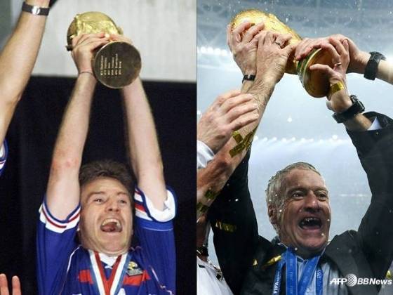 선수 시절(왼쪽) 데샹과 감독이 된 후 우승을 차지한 데샹 감독. /AFPBBNews=뉴스1