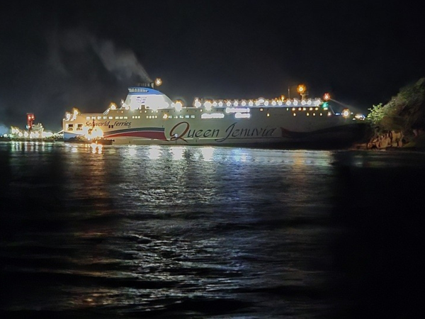 20일 오전 전남 신안군 장상면 인근 족도(무인도) 해상에서 퀸제누비아2호가 이초돼 있다. 목포해경 제공