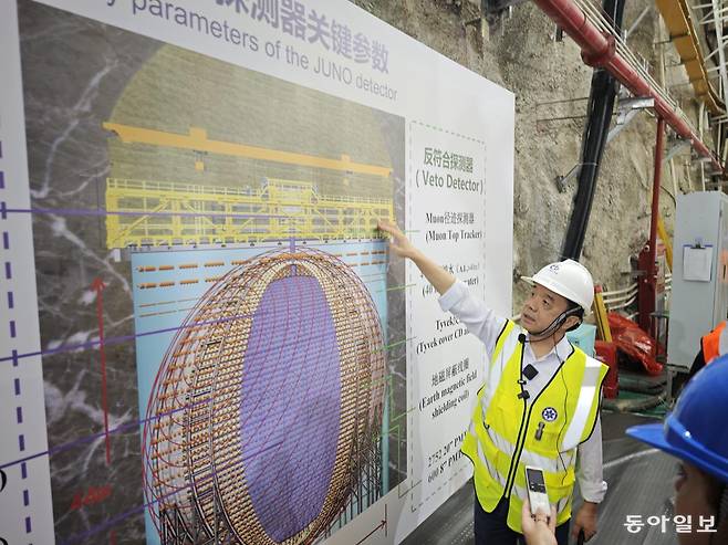 18일 중국 광둥성 장먼에서 중국과학원 관계자들이 ‘주노’의 작동 원리를 각국 취재진에게 설명하고 있다. 장먼=김철중 특파원 tnf@donga.com
