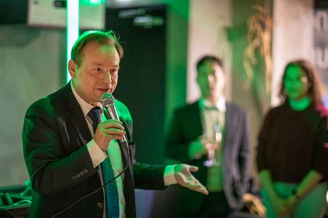 German Ambassador to Korea Georg Schmidt delivers his opening remarks during the German Innovation Days' kickoff event held in Seoul on Wednesday. (Lee Jung-hwan, German Embassy Seoul)