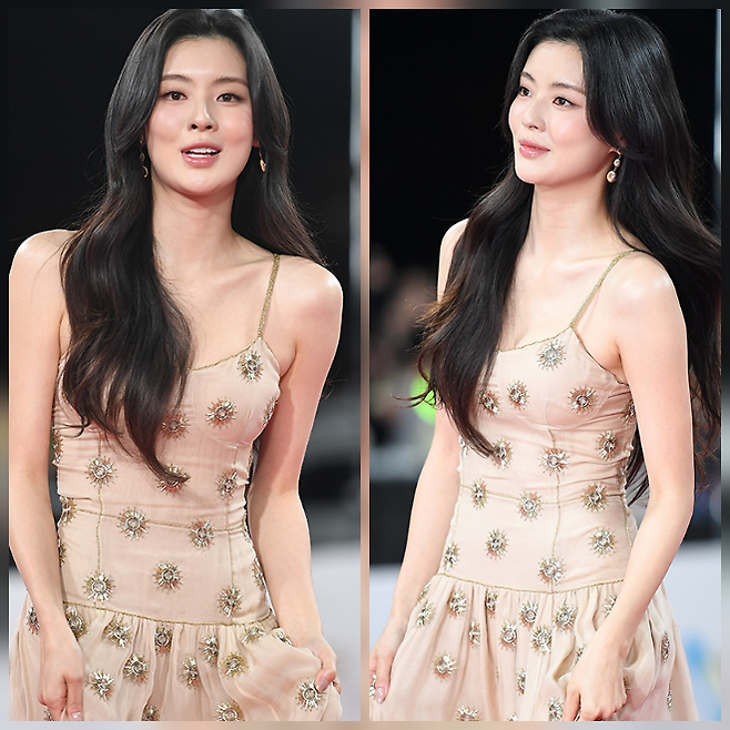 이선빈이 청룡영화상 레드카펫에서 누드 톤의 반전 드레스로 현실판 뮤즈 비주얼을 완성했다. 사진=천정환 기자