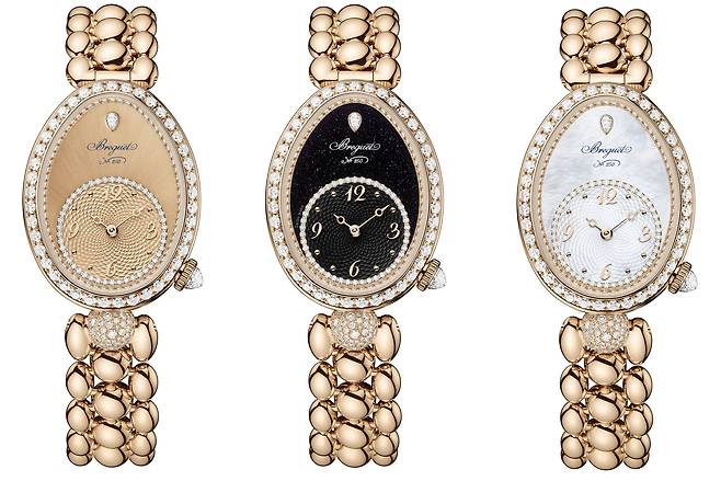 각각 다른 다이얼 소재를 사용한 8925 모델. 모두 브레게 골드 브레이슬릿을 장착했다. 사진 브레게