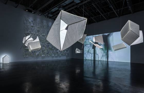 Works by Joan Jonas, collectively dubbed "Empty Rooms" are on display at the Nam June Paik Art Center in Yongin, Gyeonggi. [YONHAP]
