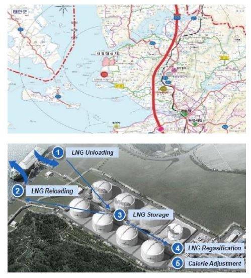 보령LNG터미널 사업위치도 및 주요 설비 [출처=KB자산운용]