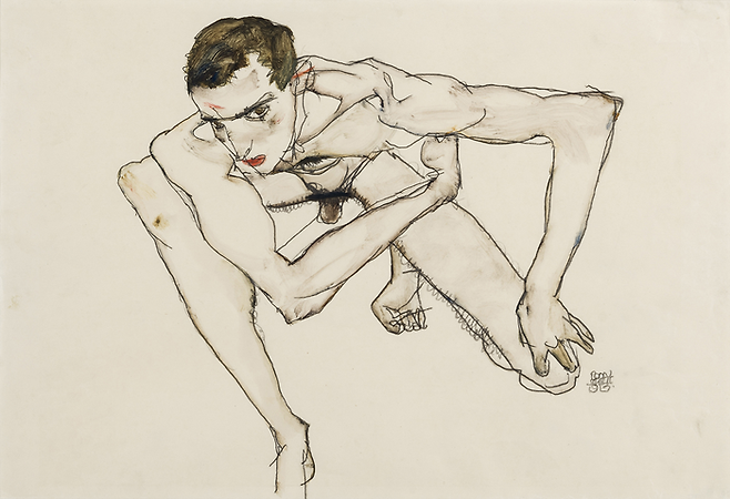 에곤 쉴레 [웅크린 자세의 자화상], 1913 ©Moderna Museet
