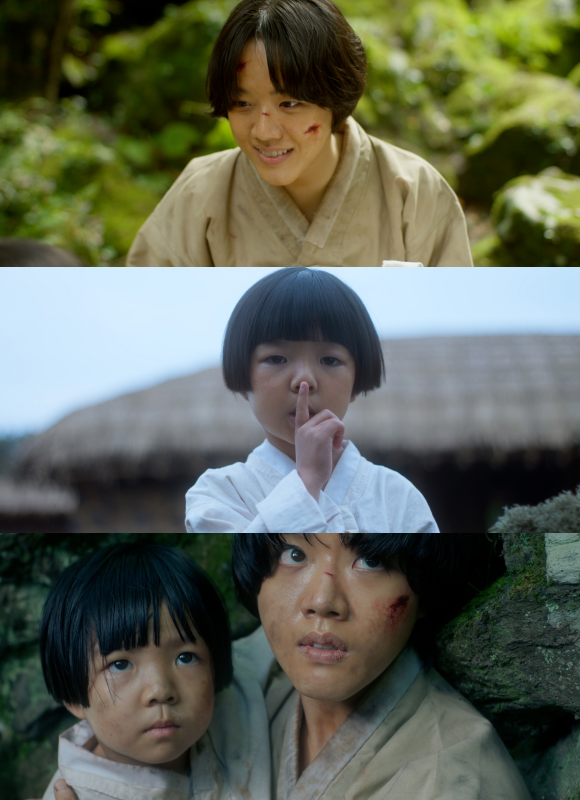 김향기(위쪽)는 딸을 구하기 위해 하산을 하는 강인한 모성애를 지닌 엄마 아진 역을, 김민채는 아진의 딸 해생 역을 맡아 극을 이끈다. /㈜트리플픽쳐스